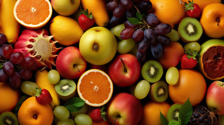 Set of summer fruits to use as wallpaper. Generative AIの素材
