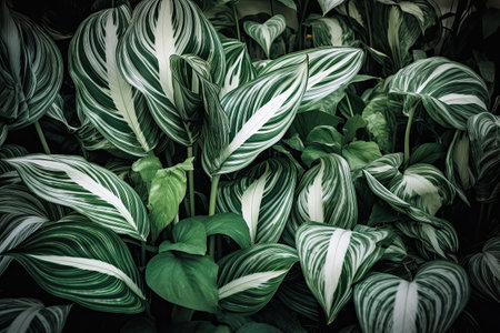 Verdant leaves mingling with white foliage, creating texture abundant backdrops. Generative AIの素材