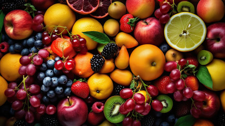 Set of summer fruits to use as wallpaper. Generative AIの素材