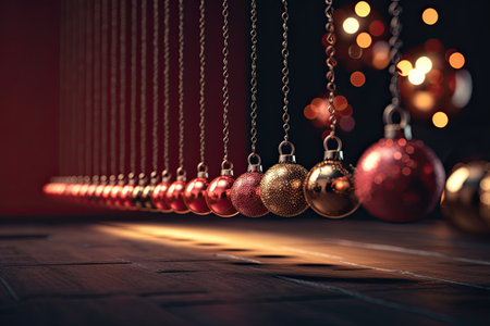 Christmas balls in warm tones, perfect for use in vibrant stage backgrounds, festive colors by generative AIの素材