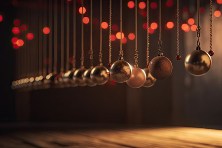 Christmas balls in warm tones, perfect for use in vibrant stage backgrounds, festive colors by generative AIの素材