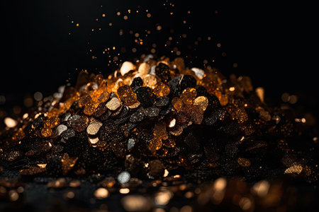 Gold glittering star magic dust on background. Generative AIの素材