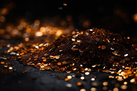 Gold glittering star magic dust on background. Generative AIの素材