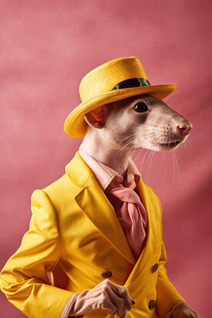 Elegant panter wearing colorful clothes on a pink background. Generative AIの素材