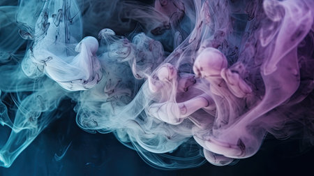 A smoke background with a beautiful and delicate blend of purple and blue hues by creative AIの素材