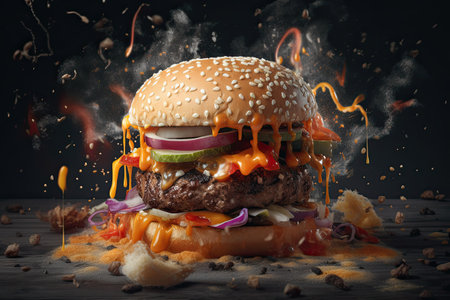 a beautiful photograph of a delicious burger by generative AIの素材