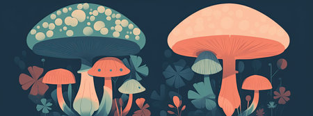 Female figure with a mushroom-shaped hat. Generative AIの素材