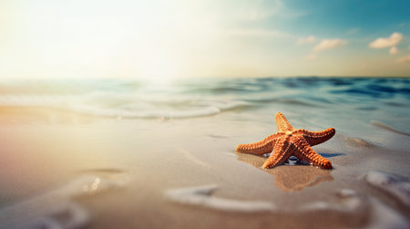 Beautifull different shells on the sand beach. Generative AIの素材