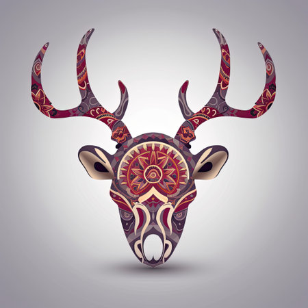 Creative illustration of decorative Deer Skull in boho style. Generative AIの素材