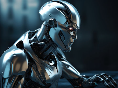 The future is already here. Humanized robot thinking. Generative AIの素材