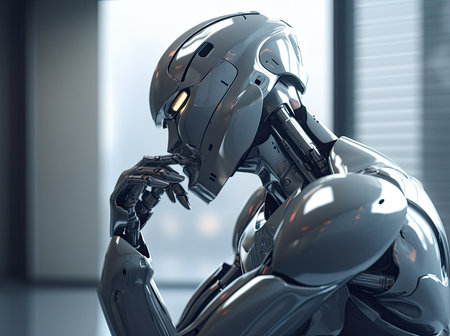 The future is already here. Humanized robot thinking. Generative AIの素材