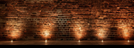 Background of High-contrast chiaroscuro lighting of a brick wall in a lightbox by generative AIの素材
