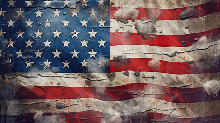 The United States flag on a grunge backdrop, ideal as a background for 4th of July celebrations by generative AIの素材