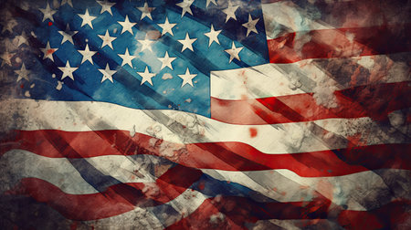 The United States flag on a grunge backdrop, ideal as a background for 4th of July celebrations by generative AIの素材