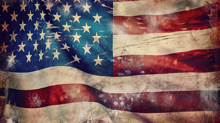 The United States flag on a grunge backdrop, ideal as a background for 4th of July celebrations by generative AIの素材