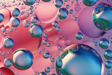 Beautiful background of abstract water bubbles with green and blue backgrounds, in the style of light pink by generative AIの素材