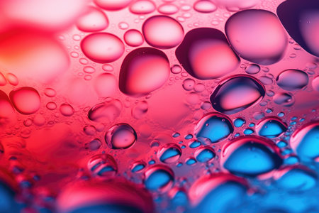 Beautiful background of abstract water bubbles with red and blue backgrounds, in the style of light pink by generative AIの素材
