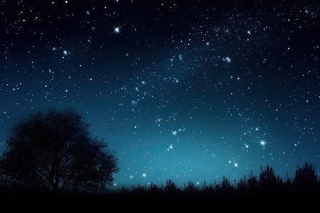 Background of an illustration of a starry night sky on a summer night by generative AIの素材