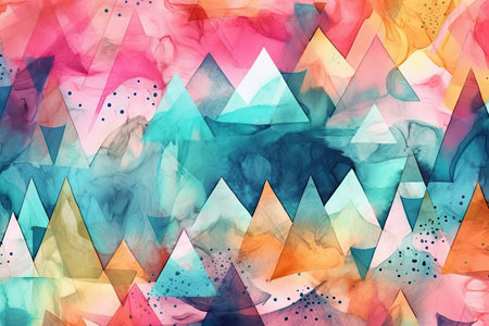 Abstract background of colorful watercolor splatter pattern by generative AIの素材