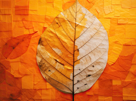 Natural autumn textures and colors. Brown leaves. Generative AIの素材