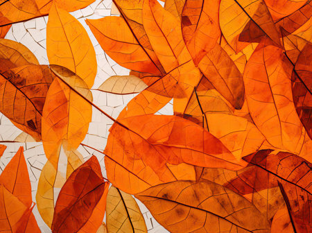 Natural autumn textures and colors. Brown leaves. Generative AIの素材