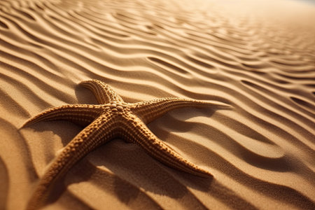 Starfish in the summer on the sand in the beach. Generative AIの素材