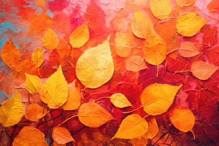 A lot of colorful leaves in the naturalistic tones. Generative AIの素材