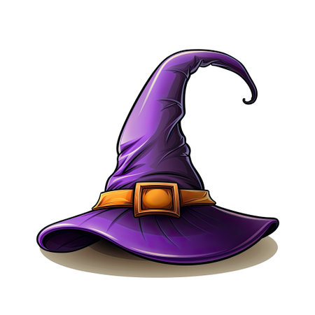 Illuminated witch hat on a dark background. Halloween icon. Generative AIの素材