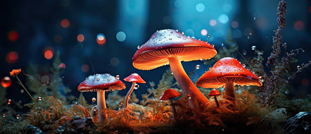 Enchanted Mushroom Realm: A Luminous Dance of Nature and Fantasy by Generative AIの素材