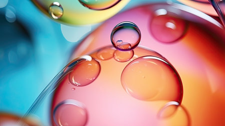 Beautiful image for wallpaper of some pretty colored bubbles by creative AIの素材