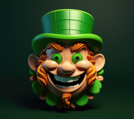 St. Patrick's Day, featuring a leprechaun's face by Generative AIの素材