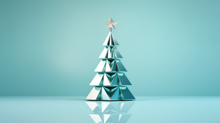 Abstract christmas tree with silvered balls on a green background. Generative AIの素材