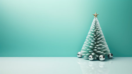 Abstract christmas tree with silvered balls on a green background. Generative AIの素材