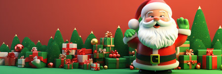 Santa Claus with many Christmas presents boxes. Generative AIの素材