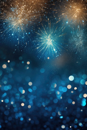 Amazing colorful fireworks on the black sky. Generative AIの素材