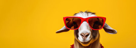 Goatin Sunglasses: A Quirky Fashion Statement in a Vibrant Yellow by Generative AIの素材