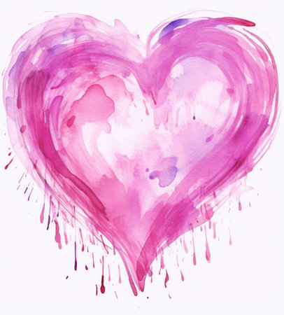 Watercolor Heart Blending Passion and Artistry by Generative AIの素材