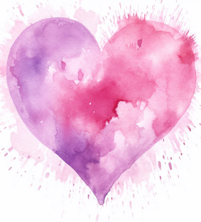 Watercolor Heart Blending Passion and Artistry by Generative AIの素材