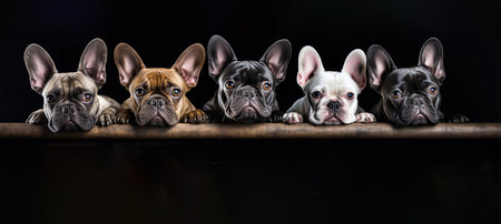 Diverse Canine Line-Up: Expressive Faces of Various Dog Breeds by Generative AIの素材