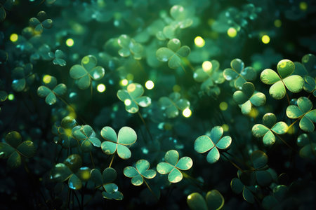 Golden Shamrocks: A Luxurious Pattern for St. Patrick's Day Elegance by Generative AIの素材