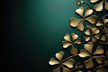 Golden Shamrocks: A Luxurious Pattern for St. Patrick's Day Elegance by Generative AIの素材
