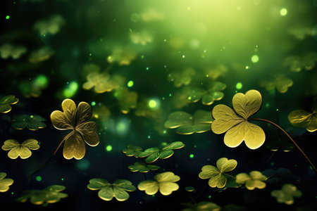 Golden Shamrocks: A Luxurious Pattern for St. Patrick's Day Elegance by Generative AIの素材