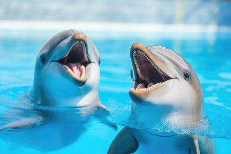 Joyful Dance of Dolphins: A Celebration of Marine Harmony and Play by Generative AIの素材