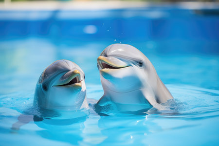 Joyful Dance of Dolphins: A Celebration of Marine Harmony and Play by Generative AIの素材