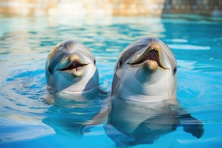 Joyful Dance of Dolphins: A Celebration of Marine Harmony and Play by Generative AIの素材