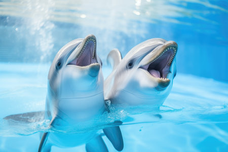 Joyful Dance of Dolphins: A Celebration of Marine Harmony and Play by Generative AIの素材