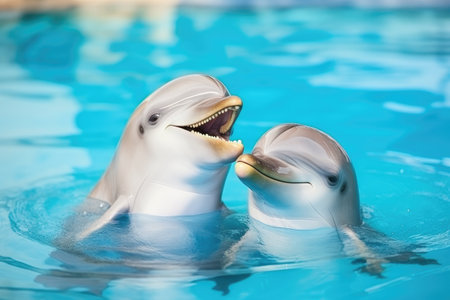 Joyful Dance of Dolphins: A Celebration of Marine Harmony and Play by Generative AIの素材