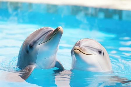 Joyful Dance of Dolphins: A Celebration of Marine Harmony and Play by Generative AIの素材