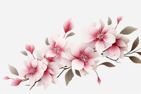 Delicate Pink and White Blooms on Vector Illustration Artwork by Generative AIの素材
