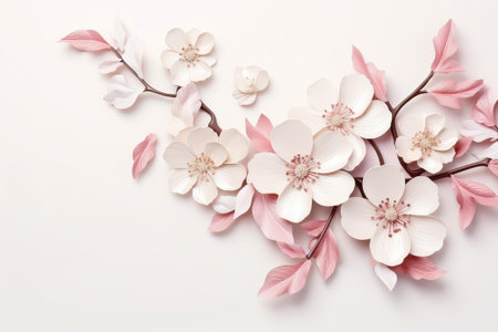 Delicate Pink and White Blooms on Vector Illustration Artwork by Generative AIの素材